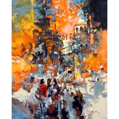 Shan Amrohvi, 24 x 30 inch, Acrylic on Canvas, Cityscape Painting, AC-SA-190